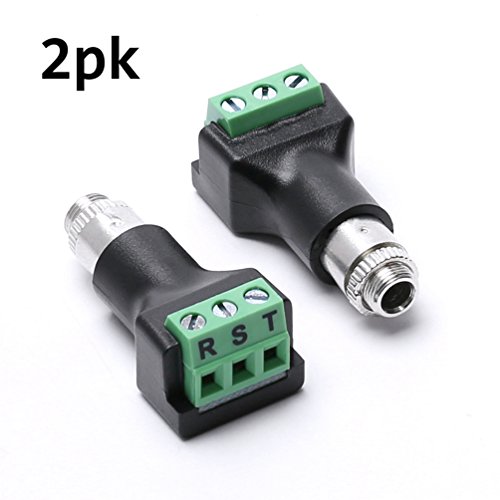 Product Cover 3.5mm Stereo Female terminal block panel mount connector 2 pack
