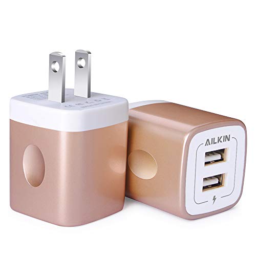 Product Cover USB Wall Charger, Charger Block, Ailkin 2.1A Multiport Fast Charge Power Brick Cube Replacement for iPad, iPhone, iPod, Samsung Galaxy, Huawei, HTC, LG, Nokia or Other Cell Phone Smart Devices