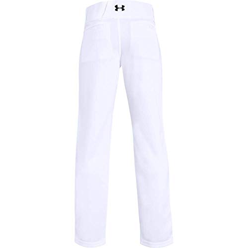 Product Cover Under Armour Boys Utility Relaxed Baseball Pant, White (100)/Black, Youth Medium