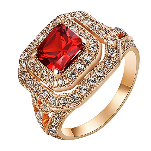 Product Cover Yoursfs Ruby Ring for Women Big Zircon CZ Zirconia Stone Rings for Women Engagement Jewelry Gift