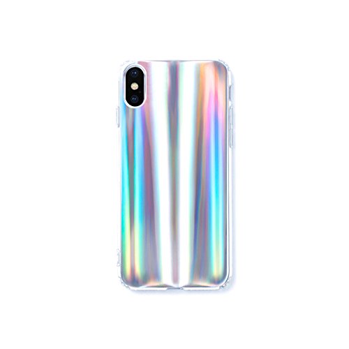 Product Cover HolaStar for iPhone X Unique Simple Case Psychedelic Glitter Holographic Colorful Rainbow Effect Soft TPU Cover for iPhone 10 with Luxury Iridescent Pattern and Clear Edge Look