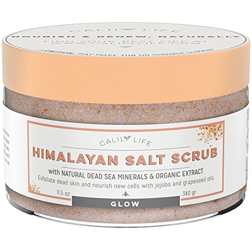 Product Cover Calily Life Luxury Himalayan Pink Salt Scrub for Face & Body with Dead Sea Minerals, 11.5 Oz. - Gently Exfoliates & Nourishes - Replenishes, Detoxifies, Removes Wrinkles - Gets Skin Soft & Revitalized