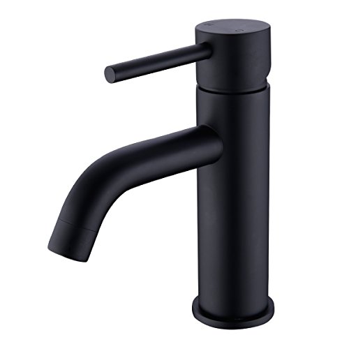 Product Cover TRUSTMI Brass Single Lever Single Hole Bathroom Basin Sink Faucet, Matte Black
