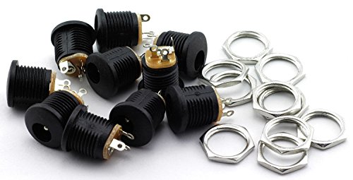 Product Cover TOTOT 10 Pack 5.5mm x 2.1mm 3 Pin Female DC Power Jack Panel Mount Screw Nut Kit DC Socket Electrical Plug