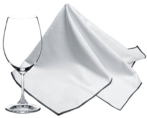 Product Cover SINLAND Microfiber Glass Polishing Cloths Thick Lint -Free Drying Towels for Wine Glasses Stemware Dishes Stainless Appliances 20 Inch X 25 Inch Pack of 2 Grey