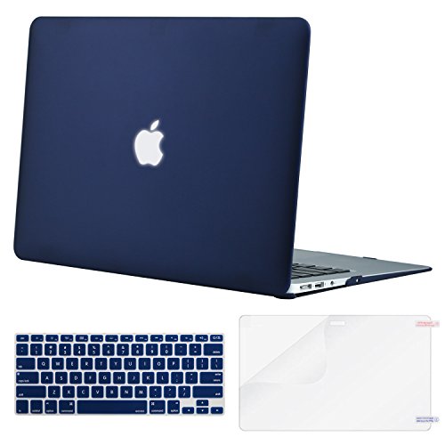 Product Cover MOSISO Plastic Hard Shell Case & Keyboard Cover & Screen Protector Only Compatible with MacBook Air 13 inch (Models: A1369 & A1466, Older Version 2010-2017 Release), Navy Blue