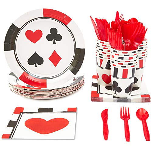 Product Cover Blue Panda Casino Party Supplies - Serves 24 - Plates, Knives, Spoons, Forks, Cups and Napkins