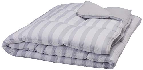 Product Cover Linenspa All-Season Reversible Down Alternative Quilted Comforter - Hypoallergenic - Plush Microfiber Fill - Machine Washable - Duvet Insert or Stand-Alone Comforter - Grey/White Stripe - Twin XL
