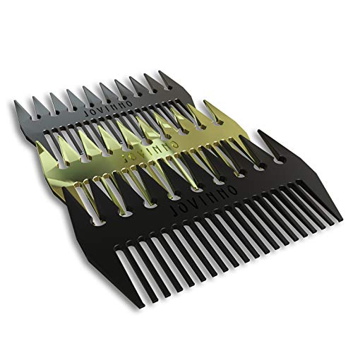 Product Cover Jovinno Hair Styling Metal Hair & Beard Comb Premium Quality Luxury Dual-Sided Wide + Fine Tooth Designed To Promote A Unique Hair Contour ... (Silver Grey Metal)