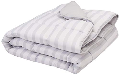 Product Cover Linenspa LS70QQGRGWMICO Reversible Down Alternative Quilted Comforter, Queen, Grey/White Stripe