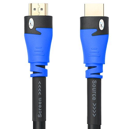 Product Cover SHD HDMI Cable 100 Feet with Signal Booster 100' HDMI Cord 2.0V Support 4K 3D 1080P for in-Wall Installation CL3 Rated Black and Blue Color