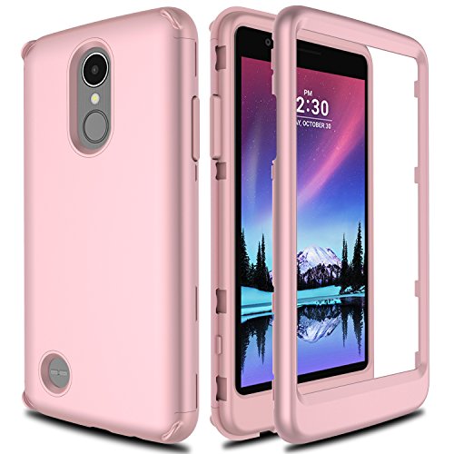 Product Cover LG K20 Plus Case, LG K20 V Case, LG Grace LTE Case, LG Harmony Case AMENQ 3 in 1 Heavy Duty Absorb Impact Touch Silicone Rubber Smooth PC Protection Cover for LG K10 2017 (Matte Rose)