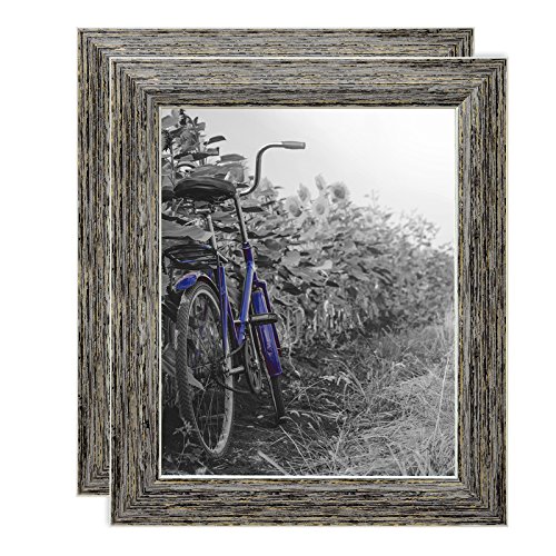 Product Cover Americanflat 2 Pack Tan Rustic Picture Frames | Displays 8x10 Inch Photos. Lead Free Glass. Hanging Hardware Included!