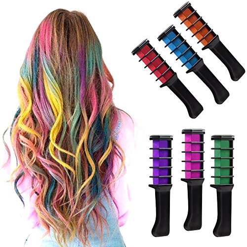 Product Cover IVYRISE 6PCS Hair Chalk Comb Temporary Color Non-Toxic Makeup Hair Coloring Chalk Comb DIY Dye Set for All Ages Girls Teens Adults
