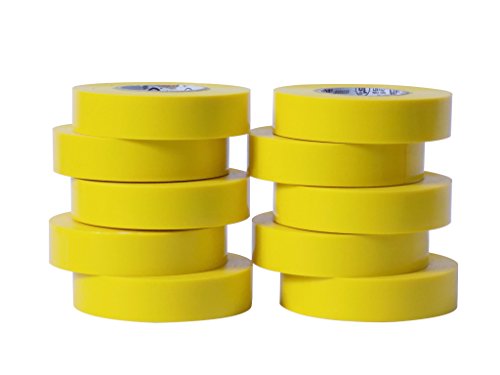 Product Cover WOD EL-766AW Professional Grade General Purpose Yellow Electrical Tape UL/CSA listed core. Vinyl Rubber Adhesive Electrical Tape: 3/4inch X 66ft. - Use At No More Than 600V & 176F (Pack of 10)