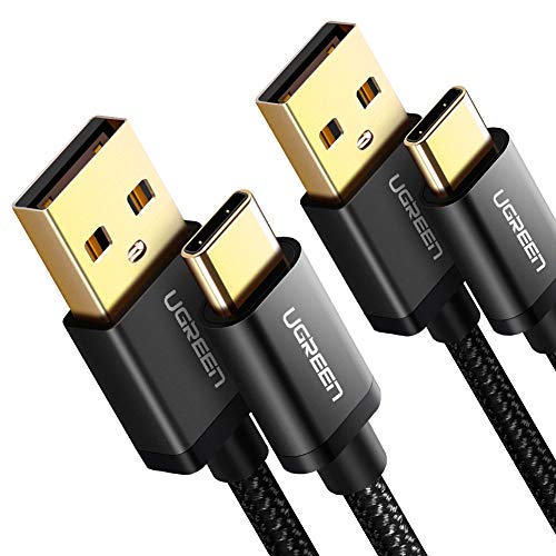 Product Cover UGREEN USB-C to USB A Cable USB C Charger Type C Fast Charging Braided 2 Pack Compatible for Samsung Galaxy S9 S8 S10 Plus Note 9 8, Nintendo Switch, GoPro Hero 7 6 5, LG G8 G7 V40 V20 V30 G6 (6FT)