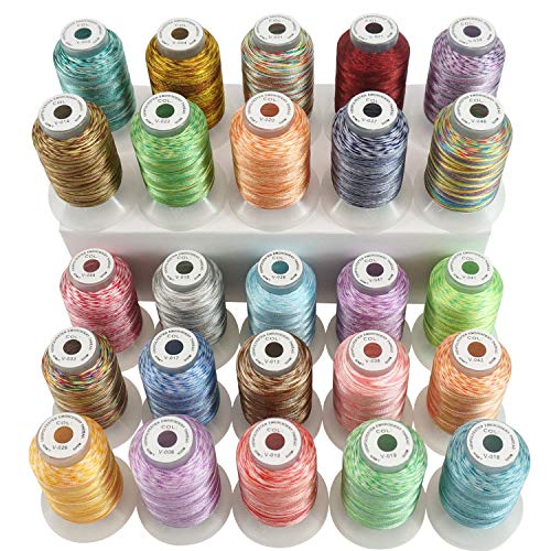 Product Cover New brothread 25 Colors Variegated Polyester Embroidery Machine Thread Kit 500M (550Y) Each Spool for Brother Janome Babylock Singer Pfaff Bernina Husqvaran Embroidery and Sewing Machines