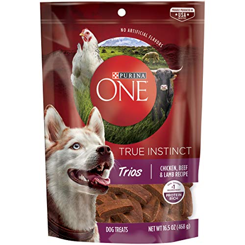 Product Cover Purina ONE Made in USA Facilities Dog Treats, True Instinct Trios Chicken, Beef & Lamb Recipe - 16.5 oz. Pouch