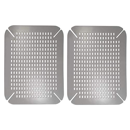 Product Cover mDesign Adjustable Kitchen Sink Dish Drying Mat/Grid - Plastic Sink Protector - Cushions Sinks, Stemware, Wine Glasses, Mugs, Bowls, Dishes - Quick Draining, Contours to Sink - 2 Pack - Graphite Gray
