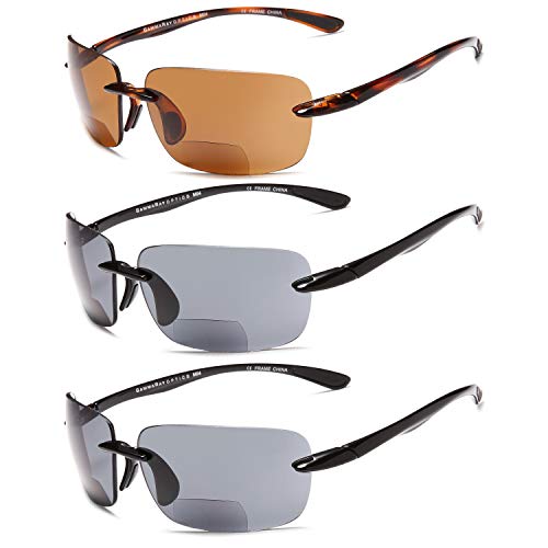 Product Cover Gamma Ray Bifocal Sport Sunglasses for Men and Women - 3 Pairs Sun Readers