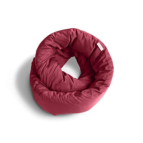 Product Cover Huzi Infinity Pillow - Versatile Soft Neck Support Scarf Travel Pillow for Sleep in Flight, Airplane (Burgundy)