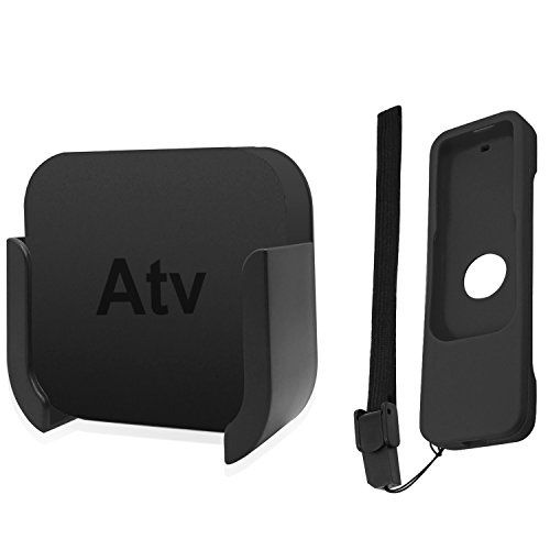 Product Cover TV Mount Compatible with Apple TV 4th and 4K 5th Generation, SourceTon Wall Mount Compatible with Apple TV 4th / 4K 5th Gen, Bonus Protective Case Compatible with Apple TV 4K / 4th Gen Siri Remote