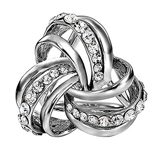 Product Cover VIEEL Elegant Modern Simple Design Women's Triple-ring Diamante Metallic Silk Scarves Clip Scarf Ring Chiffon Buckle (silver)
