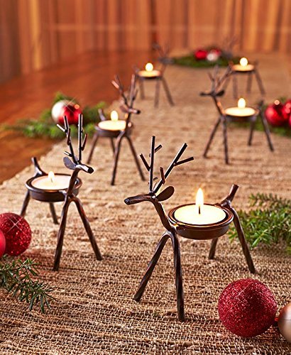 Product Cover the purple tree Cast Iron Reindeer Shaped Tealight Holder (5.5x5x2inch, Black) - 2 Piece