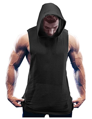 Product Cover COOFANDY Men's Workout Hooded Tank Tops Bodybuilding Muscle Cut Off T Shirt Sleeveless Gym Hoodies