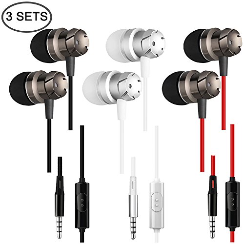 Product Cover 3 Packs Earbud Headphones with Remote & Microphone, SourceTon In Ear Earphone Stereo Sound Noise Isolating Tangle Free for iOS and Android Smartphones, Laptops, Gaming, Fits All 3.5mm Interface Device