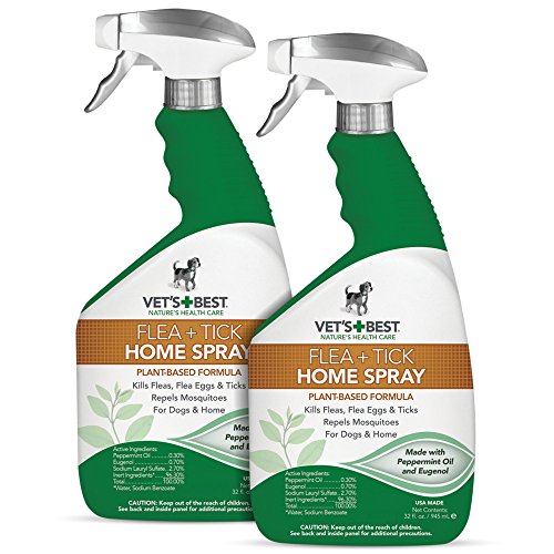 Product Cover Vet's Best Flea and Tick Home Spray | Flea Treatment for Dogs and Home | Flea Killer with Certified Natural Oils | 32 Ounces (32 oz, 2 Pack)