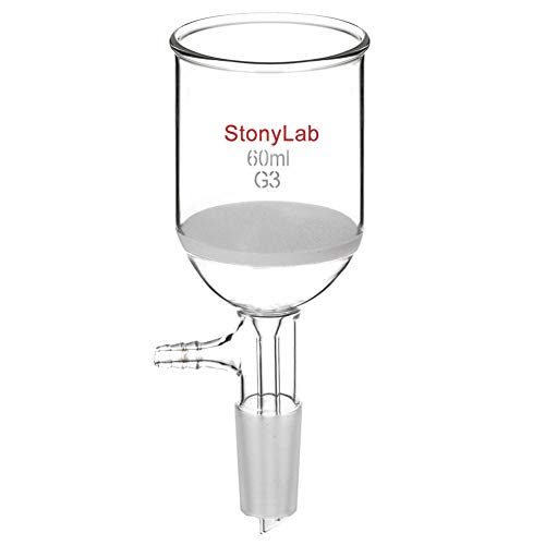 Product Cover StonyLab Borosilicate Glass Buchner Filtering Funnel with Fine Frit (G3), 46mm Inner-Diameter, 60mm Depth, with 24/40 Standard Taper Inner Joint and Vacuum Serrated Tubulation (60 mL)