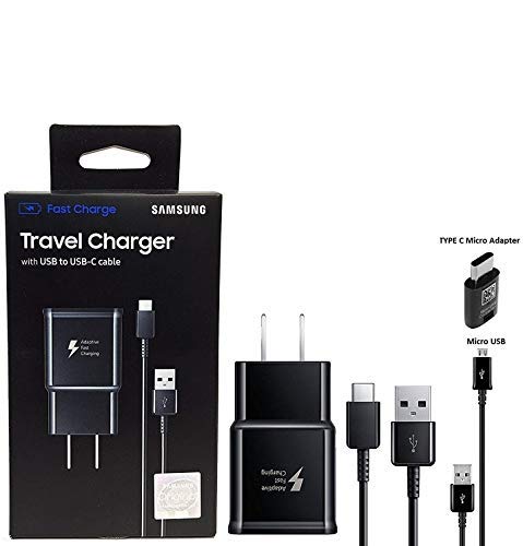 Product Cover Official Samsung Adaptive Fast Charging Charger - With M3 C to C & A TYPE & Micro USB, For S8,S9,S10,+,Note8,Note9,Note10 (Bundle Kit)