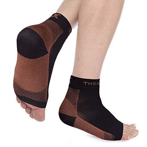 Product Cover Thx4 Copper Compression Recovery Foot Sleeves for Men & Women, Copper Infused Plantar Fasciitis Socks for Arch Pain, Reduce Swelling & Heel Spurs, Ankle Sleeve with Arch Support-L