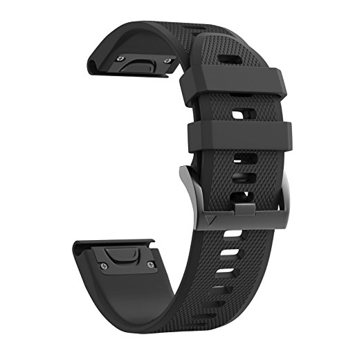 Product Cover Notocity Compatible Fenix 5X Band 26mm Width Soft Silicone Watch Strap for Fenix 5X Plus/Fenix 6X/Fenix 6X Pro/Fenix 3/Fenix 3 HR/Descent MK1/D2 Delta PX/D2 Charlie-Black