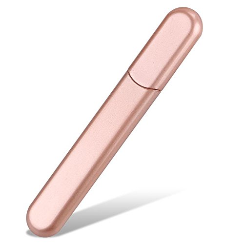 Product Cover Premium Glass Nail File With Case, Crystal Diamond Salon Best Beauty Nail Buffer For Natural and Acrylic Nails Christmas Gift for Woman and Man,Pink