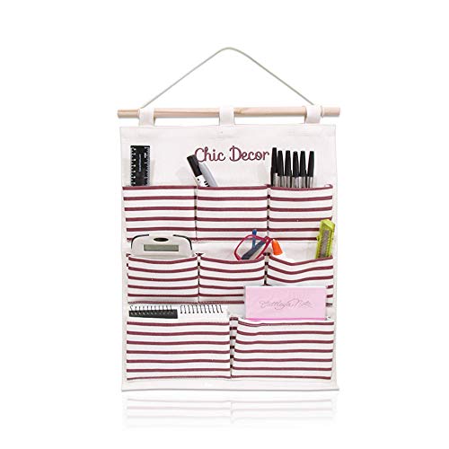 Product Cover Chic Decor Hanging Organizer with Pockets (Striped Red, 1 pack)
