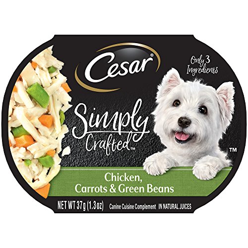 Product Cover Cesar Simply Crafted Adult Wet Dog Food Cuisine Complement, Chicken, Carrots & Green Beans, (Pack Of 10) 1.3 Oz. Tub
