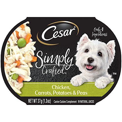 Product Cover Cesar Simply Crafted Adult Wet Dog Food Cuisine Complement, Chicken, Carrots, Potato & Peas, (Pack Of 10) 1.3 Oz. Tub