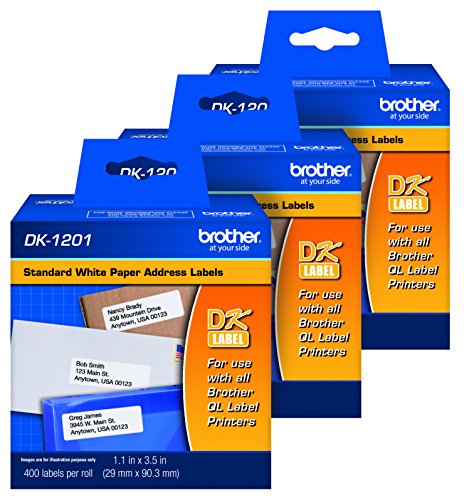 Product Cover Brother Genuine DK1201 Die-Cut Standard Rolled Address Labels for QL Printers, 3-Pack (DK12013PK)