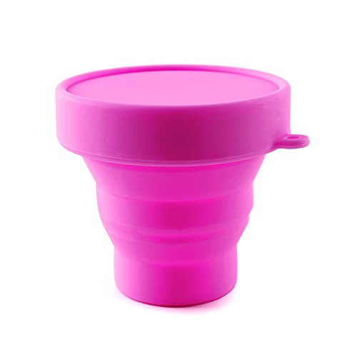 Product Cover Collapsible Silicone Foldable Sterilizing Cup Set for Feminine softcups Menstrual Cups Storing and Cleaning Your Heavy Diva Cup Foldable Travel Cup for Outdoors Camping and Hiking-Eco Friendly(Pink)