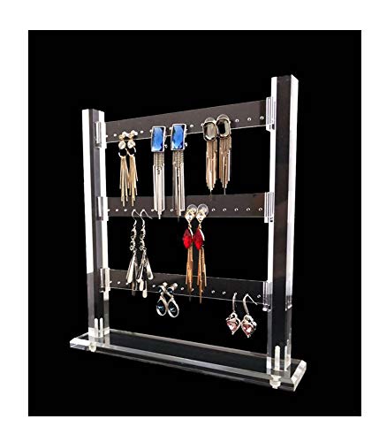 Product Cover Earring Organizer Acrylic Modern Stand Holder Premium Grade Material 48 Holes Home Storage Store Store Gallery Fine Display (Clear)