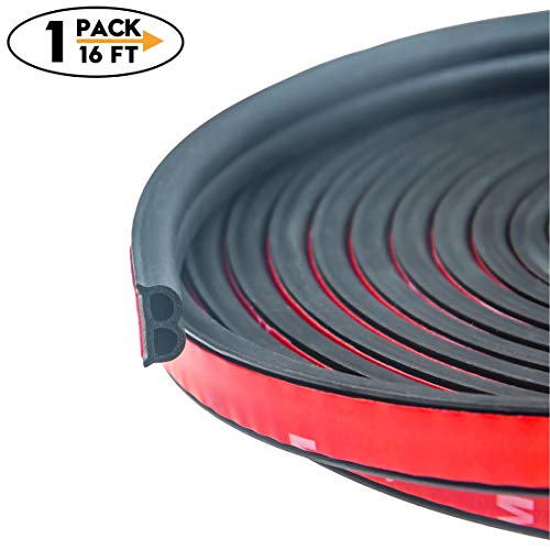 Product Cover CloudBuyer Universal Car Truck Motor Door Rubber Seal Strip 51/100 Inch Wide X 1/5 Inch Thick,Weatherstrip for Car Window Door Sunroofs Engine Cover Soundproofing,Total 16.5 Feet Long