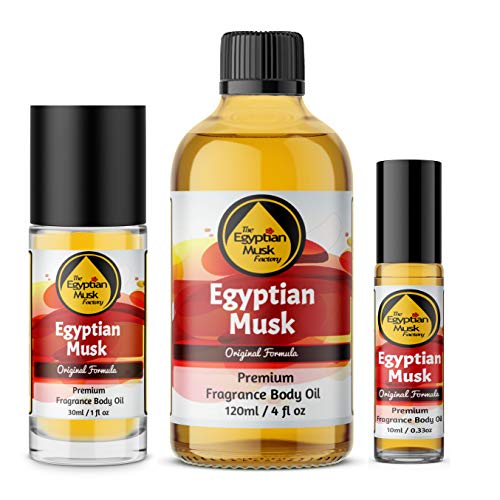 Product Cover Egyptian Musk Oil, Choose from Roll On to 0.33oz - 4oz Glass Bottle, by WagsMarket - The Egyptian Musk FactoryTM (0.33oz Roll On)