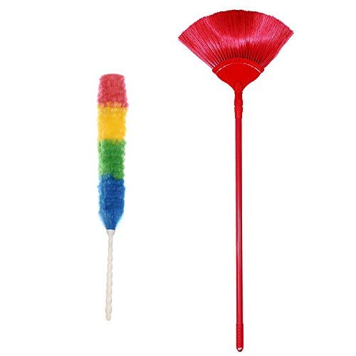 Product Cover Mode Koorts Ceiling Jala Cobweb Cleaning Broom With Magic Colorful Microfibre Static Duster With KeyChain, Color May Vary