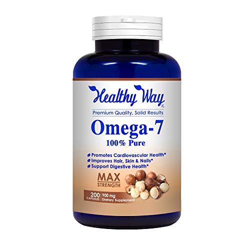 Product Cover Healthy Way Pure Omega 7 Fatty Acids 200 Capsules 900mg Natural Sea Buckthorn Oil, NON-GMO USA Made 100% Money Back Guarantee - Order Risk Free!