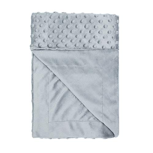 Product Cover Annlaite Unisex Children's Baby Quilt Soft Baby Blanket Minky Dot- Sherpa Fleece Baby Blanket 30 by 40 Grey
