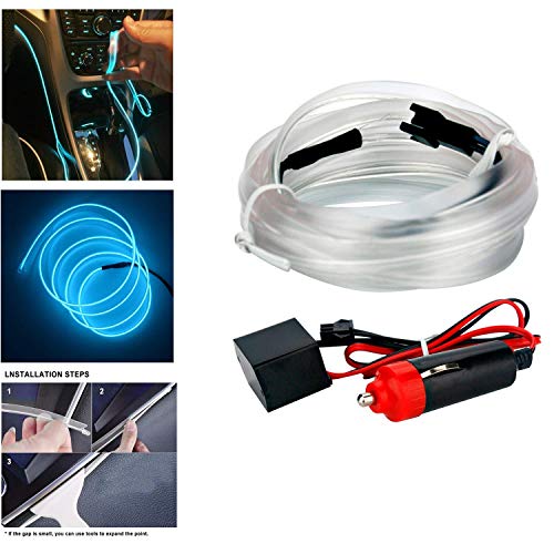 Product Cover Ramanta® Car Interior 5M Neon LED Light Glow EL Wire String Strip Rope Tube + 12V Power Inverter Kit (Ice Blue)