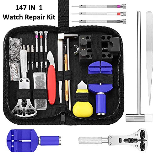 Product Cover E.Durable 147 in 1 Watch Repair Kit Professional Screwdriver Spring Bar Tool Set, Watch Band Link Pin Tool Set with Carrying Case (Watch Repair Set -1)