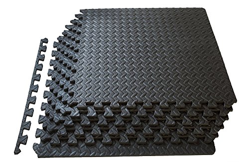 Product Cover Kobo AC-62 Puzzle Exercise Mat, EVA Foam Interlocking Tiles, Protective Flooring for Gym Equipment and Cushion for Workouts (6 Feet x 4 Feet) (Black)